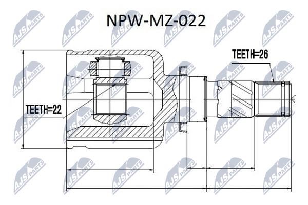 NTY NPW-MZ-022 Шарнир равных угловых скоростей (ШРУС), внутренний NPWMZ022: Отличная цена - Купить в Польше на 2407.PL!