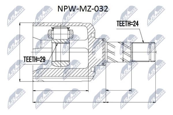 NTY NPW-MZ-032 Шарнир равных угловых скоростей (ШРУС), внутренний NPWMZ032: Отличная цена - Купить в Польше на 2407.PL!