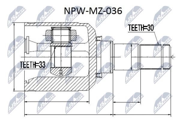 NTY NPW-MZ-036 Constant Velocity Joint (CV joint), internal NPWMZ036: Buy near me in Poland at 2407.PL - Good price!