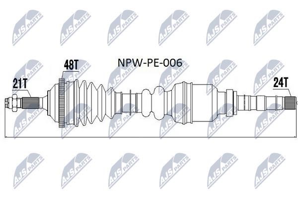 NTY NPW-PE-006 Вал приводной правый NPWPE006: Отличная цена - Купить в Польше на 2407.PL!