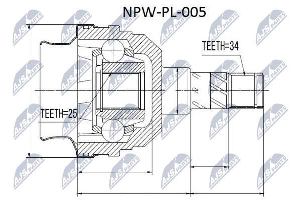 NTY NPW-PL-005 Constant Velocity Joint (CV joint), internal NPWPL005: Buy near me in Poland at 2407.PL - Good price!