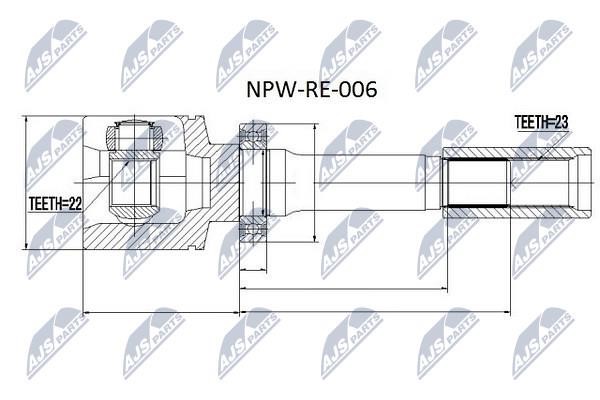 NTY NPW-RE-006 Constant Velocity Joint (CV joint), internal NPWRE006: Buy near me in Poland at 2407.PL - Good price!