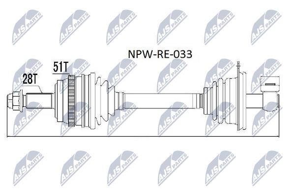 NTY NPW-RE-033 Antriebswelle, links NPWRE033: Kaufen Sie zu einem guten Preis in Polen bei 2407.PL!