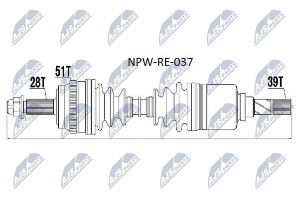 NTY NPW-RE-037 Antriebswelle, links NPWRE037: Kaufen Sie zu einem guten Preis in Polen bei 2407.PL!