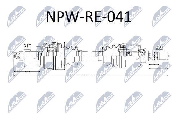 NTY NPW-RE-041 Drive shaft left NPWRE041: Buy near me in Poland at 2407.PL - Good price!