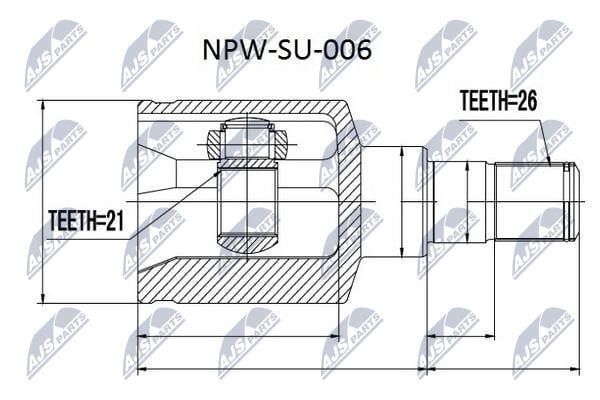 NTY NPW-SU-006 Шарнір рівних кутових швидкостей (ШРУС), внутрішній NPWSU006: Приваблива ціна - Купити у Польщі на 2407.PL!