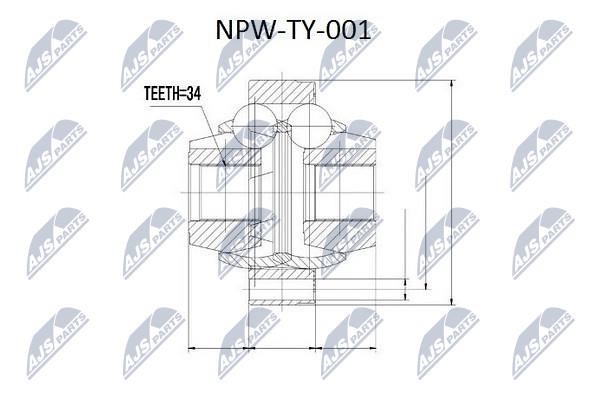 NTY NPW-TY-001 Шарнир равных угловых скоростей (ШРУС), внутренний NPWTY001: Отличная цена - Купить в Польше на 2407.PL!