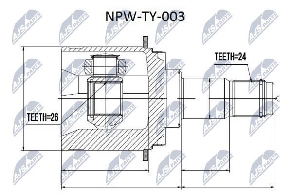 NTY NPW-TY-003 Przegub o stałej prędkości (przegub CV), wewnętrzny NPWTY003: Dobra cena w Polsce na 2407.PL - Kup Teraz!