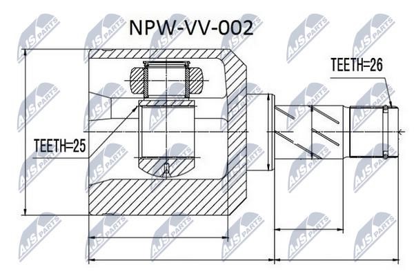 NTY NPW-VV-002 Шарнир равных угловых скоростей (ШРУС), внутренний NPWVV002: Отличная цена - Купить в Польше на 2407.PL!