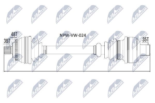 NTY NPW-VW-024 Drive shaft right NPWVW024: Buy near me in Poland at 2407.PL - Good price!