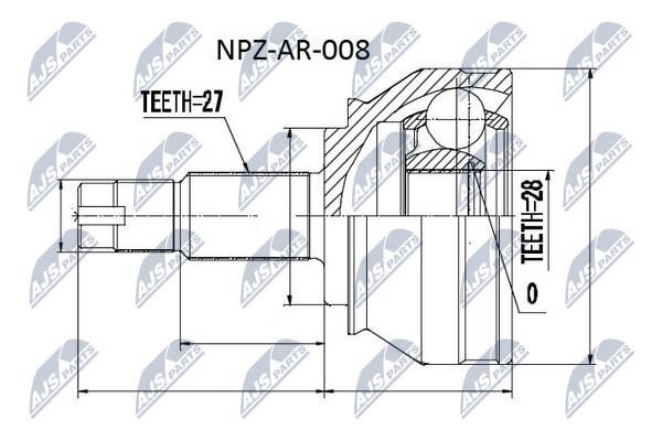 NTY NPZ-AR-008 Konstantgeschwindigkeitsgelenk (Gleichlaufgelenk), außen, eingestellt NPZAR008: Kaufen Sie zu einem guten Preis in Polen bei 2407.PL!