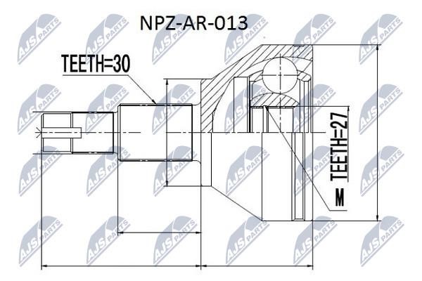 NTY NPZ-AR-013 Przegub równobieżny (przegub równobieżny) zewnętrzny, rozwarty NPZAR013: Dobra cena w Polsce na 2407.PL - Kup Teraz!