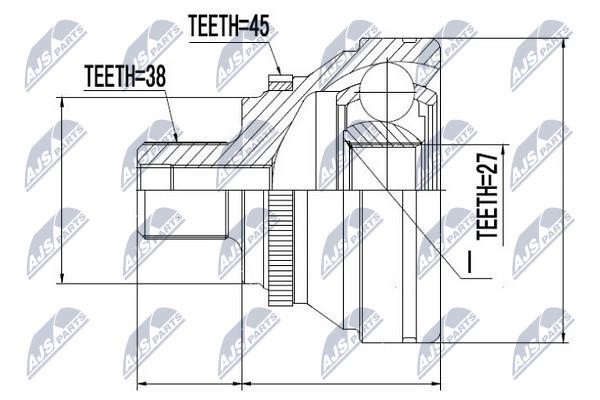 NTY NPZ-AU-016 Шарнір рівних кутових швидкостей (ШРУС), зовнішній, комплект NPZAU016: Приваблива ціна - Купити у Польщі на 2407.PL!