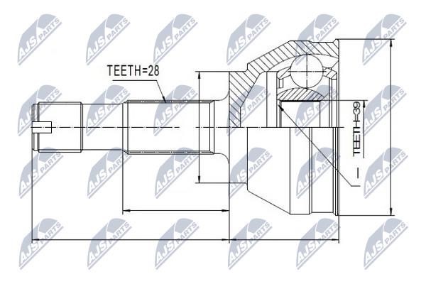 NTY NPZ-FT-019 Constant velocity joint (CV joint), outer, set NPZFT019: Buy near me in Poland at 2407.PL - Good price!