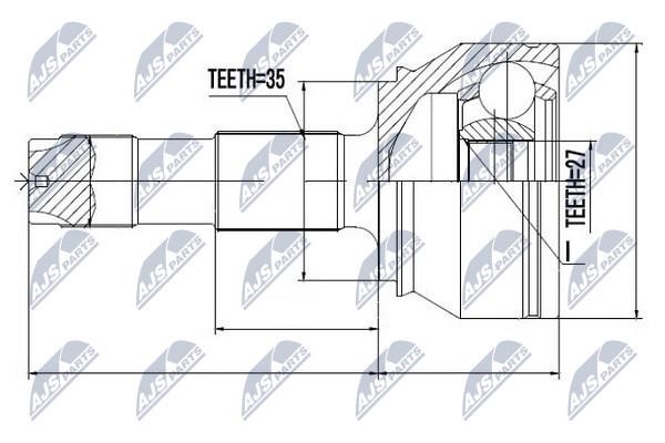 NTY NPZ-FT-037 Constant velocity joint (CV joint), outer, set NPZFT037: Buy near me in Poland at 2407.PL - Good price!