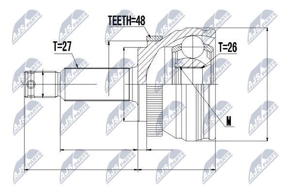 NTY NPZ-HY-506 Constant velocity joint (CV joint), outer, set NPZHY506: Buy near me in Poland at 2407.PL - Good price!