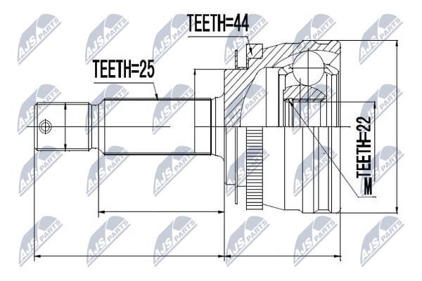 NTY NPZ-HY-540 Constant velocity joint (CV joint), outer, set NPZHY540: Buy near me in Poland at 2407.PL - Good price!