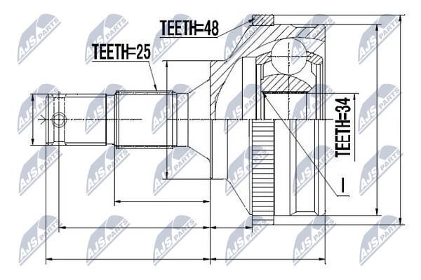 NTY NPZ-PE-027 Шарнір рівних кутових швидкостей (ШРУС), зовнішній, комплект NPZPE027: Приваблива ціна - Купити у Польщі на 2407.PL!