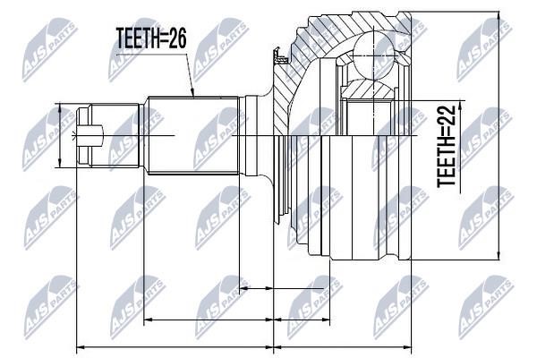 NTY NPZ-RV-003 Шарнир равных угловых скоростей (ШРУС), наружный, комплект NPZRV003: Отличная цена - Купить в Польше на 2407.PL!