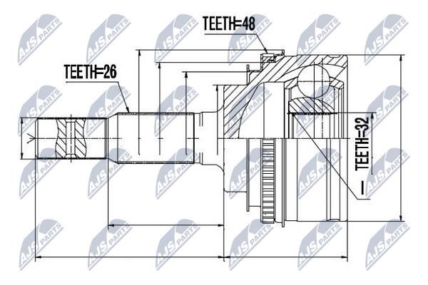 NTY NPZ-TY-030 Constant velocity joint (CV joint), outer, set NPZTY030: Buy near me in Poland at 2407.PL - Good price!