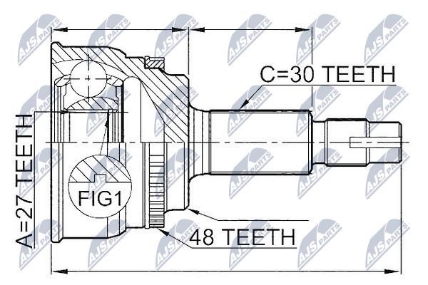 NTY NPZ-TY-033 Constant velocity joint (CV joint), outer, set NPZTY033: Buy near me in Poland at 2407.PL - Good price!