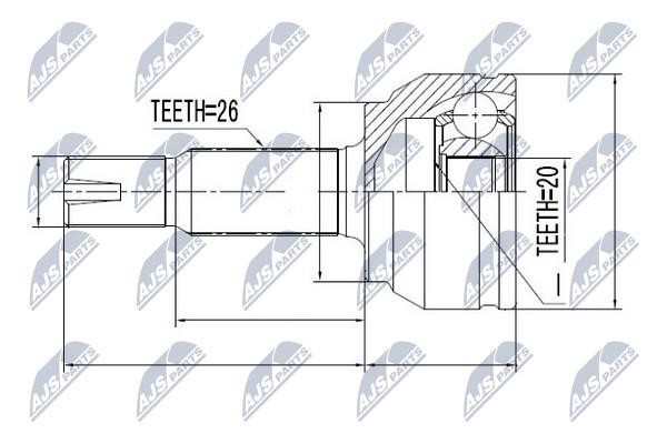 NTY NPZ-TY-087 Constant velocity joint (CV joint), outer, set NPZTY087: Buy near me in Poland at 2407.PL - Good price!