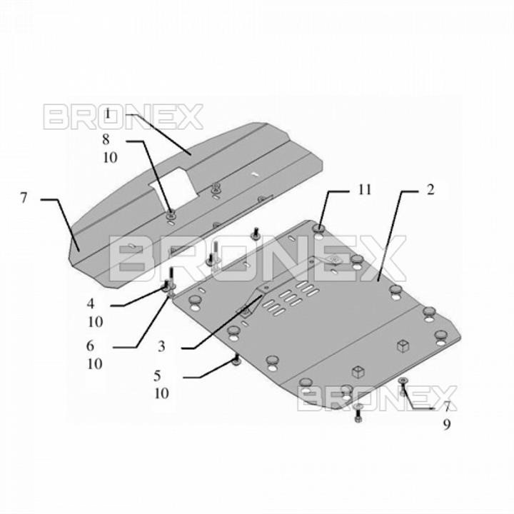 Bronex 101.0059.00 Engine protection Bronex standard 101.0059.00 for Ssang Yong Rodius (radiator, gear box) 101005900: Buy near me in Poland at 2407.PL - Good price!