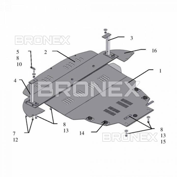 Bronex 101.0224.00 Защита двигателя Bronex стандартная 101.0224.00 для Ford Focus / C-Max /Focus II (радиатор, КПП) 101022400: Отличная цена - Купить в Польше на 2407.PL!