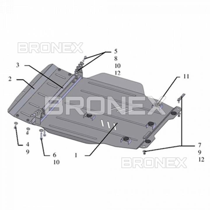 Bronex 101.0245.00 Engine protection Bronex standard 101.0245.00 for Mitsubishi Lancer Evolution X (radiator, gear box) 101024500: Buy near me in Poland at 2407.PL - Good price!