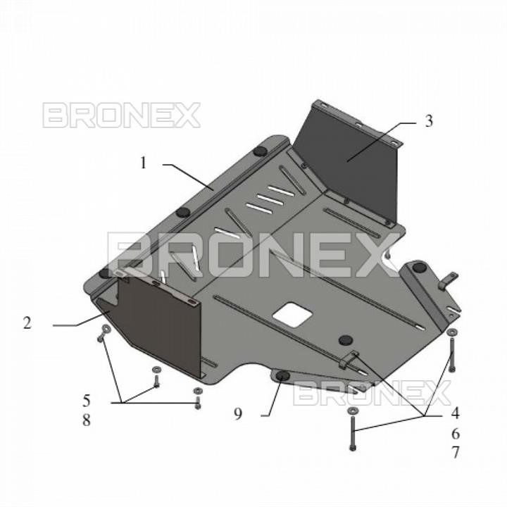Engine protection Bronex standard 101.0263.00 for Kia Soul (radiator, gear box) Bronex 101.0263.00