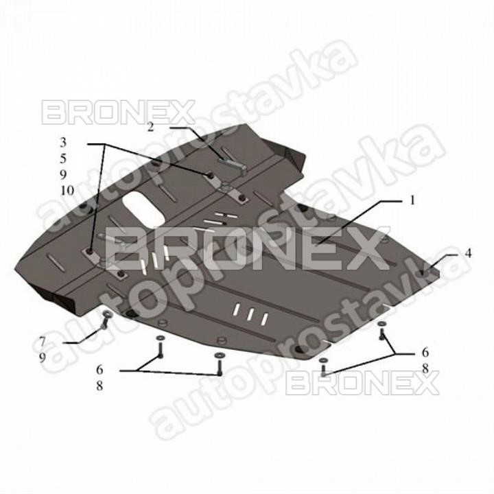 Bronex 101.0277.00 Захист двигуна Bronex стандартна 101.0277.00 для Kia Sorento II (радіатор, КПП) 101027700: Приваблива ціна - Купити у Польщі на 2407.PL!
