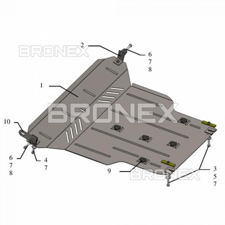 Bronex 101.0392.00 Защита двигателя Bronex стандартная 101.0392.00 для Chery Tiggo 3 (радиатор, КПП) 101039200: Отличная цена - Купить в Польше на 2407.PL!
