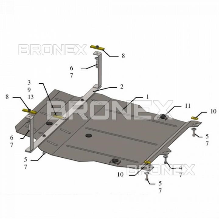 Ochrona silnika Bronex standard 101.0405.00 dla Mitsubishi Outlander XL (chłodnica samochodowa, skrzynia biegów) Bronex 101.0405.00