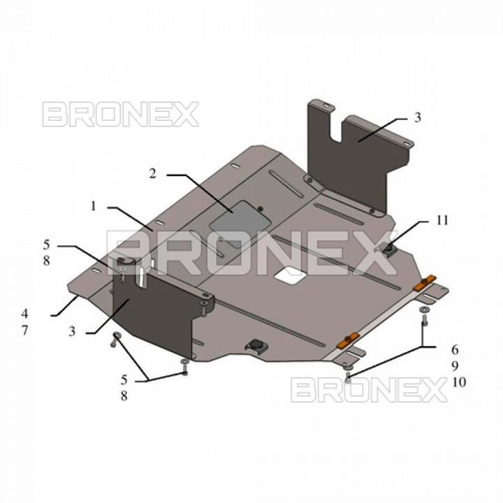 Bronex 101.0484.00.R Engine protection Bronex standard 101.0484.00.R for Renault Trafic II (radiator, gear box) 101048400R: Buy near me in Poland at 2407.PL - Good price!