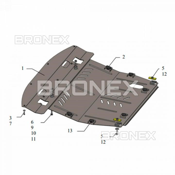Bronex 101.0505.00 Защита двигателя Bronex стандартная 101.0505.00 для Nissan Pathfinder IV (радиатор, КПП) 101050500: Отличная цена - Купить в Польше на 2407.PL!