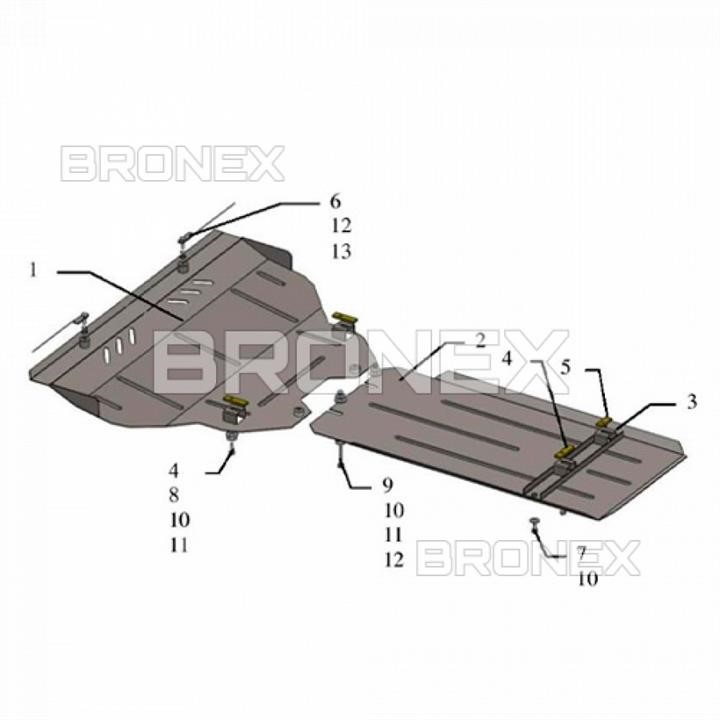 Bronex 101.0521.00 Защита двигателя Bronex стандартная 101.0521.00 для Infiniti FX30D / FX37 (радиатор, КПП) 101052100: Отличная цена - Купить в Польше на 2407.PL!