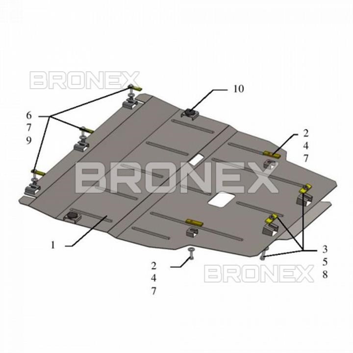 Ochrona silnika Bronex standard 101.0533.00 dla Mercedes-Benz W 246 (chłodnica samochodowa, skrzynia biegów) Bronex 101.0533.00