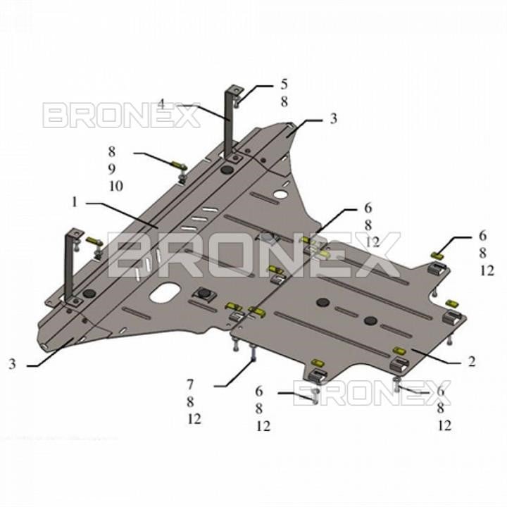 Bronex 101.0573.00 Bronex engine protection standard 101.0573.00 for Audi A4 B8/A5 B8 (radiator, gearbox) 101057300: Buy near me in Poland at 2407.PL - Good price!