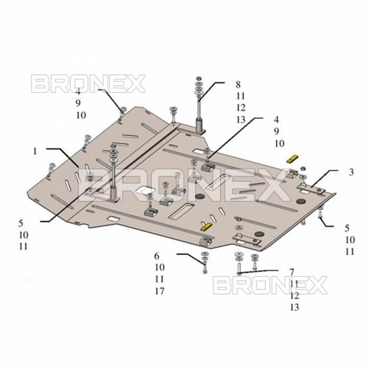 Bronex 101.0706.00 Захист двигуна Bronex стандартна 101.0706.00 для Volkswagen Phaeton (радіатор, КПП) 101070600: Приваблива ціна - Купити у Польщі на 2407.PL!