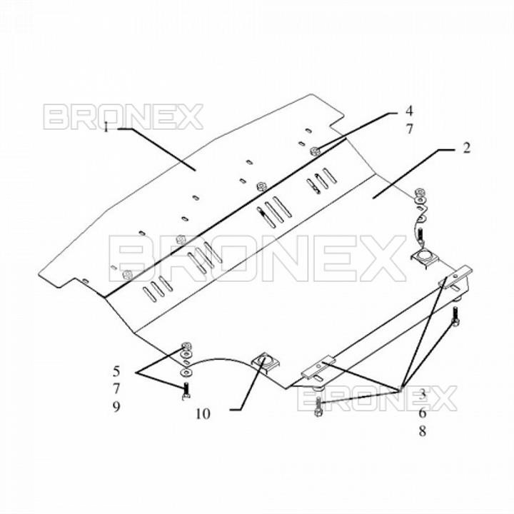 Engine protection Bronex premium 102.0151.00 for Nissan Tiida (radiator, gear box) Bronex 102.0151.00