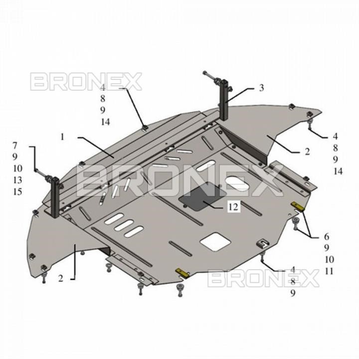 Ochrona silnika Bronex premia 102.0662.00 dla Hyundai Elantra VI (AD) (chłodnica samochodowa, skrzynia biegów) Bronex 102.0662.00