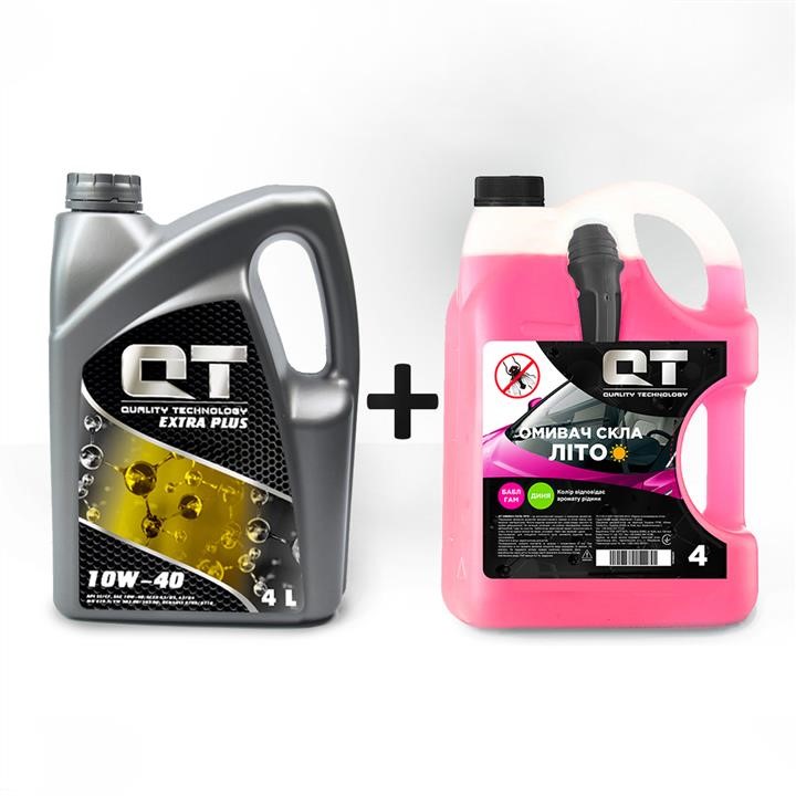 QT-oil QT1310404SCR Моторна олива QT-Oil Extra Plus 10W-40 SL/CF, 4л + Омыватель с ароматом Bubble gum, 4л QT1310404SCR: Приваблива ціна - Купити у Польщі на 2407.PL!