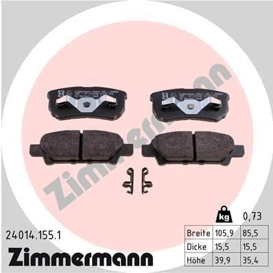 Otto Zimmermann 24014.155.1 Klocki hamulcowe tylne, komplet 240141551: Atrakcyjna cena w Polsce na 2407.PL - Zamów teraz!