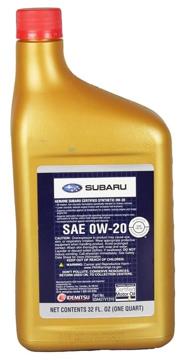 Моторное масло Subaru SYNTHETIC OIL 0W-20, 0,946л Subaru SOA427V1310
