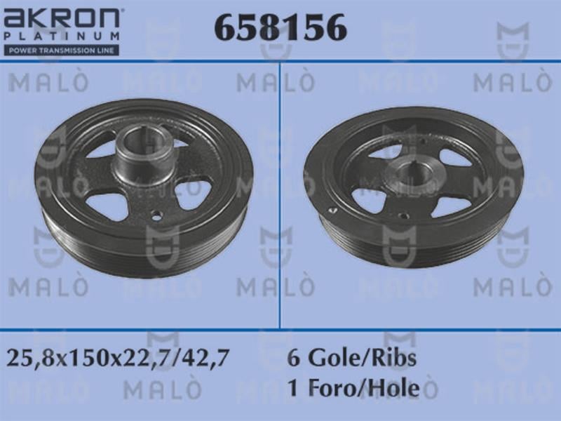 Malo 658156 Belt Pulley, crankshaft 658156: Buy near me in Poland at 2407.PL - Good price!