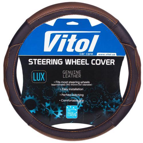 Vitol VL 676 BK/BR M Steering wheel cover black/brown, leather M (37-39cm) VL676BKBRM: Buy near me at 2407.PL in Poland at an Affordable price!