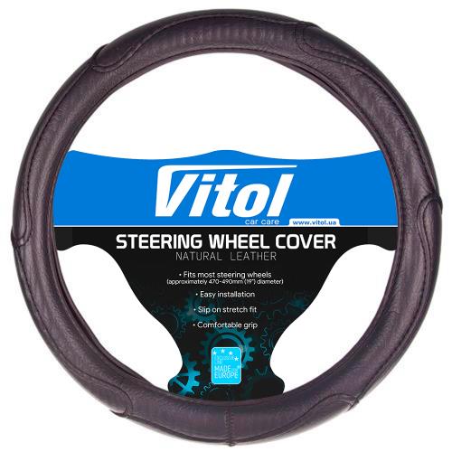 Vitol 16556-10 B XXXL Steering wheel cover black leatherette, XXXL (45-47cm) 1655610BXXXL: Buy near me in Poland at 2407.PL - Good price!