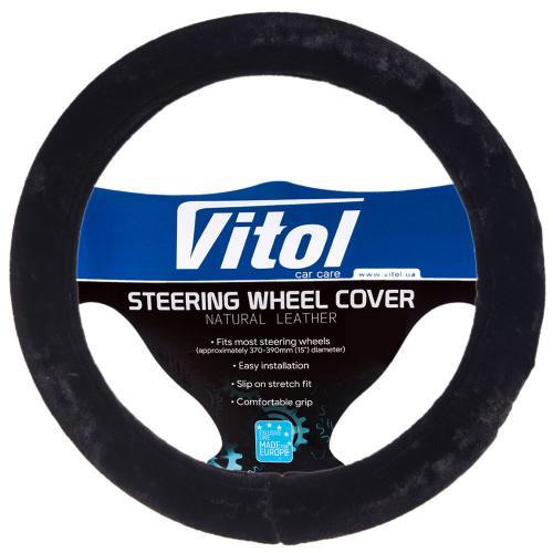 Vitol R 1210004 BK M Steering wheel cover black leatherettem M (37-39cm) R1210004BKM: Buy near me in Poland at 2407.PL - Good price!
