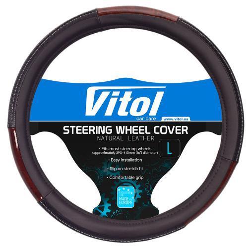 Vitol PU 100606 BK L Steering wheel cover black leatherette L (39-41cm) PU100606BKL: Buy near me at 2407.PL in Poland at an Affordable price!