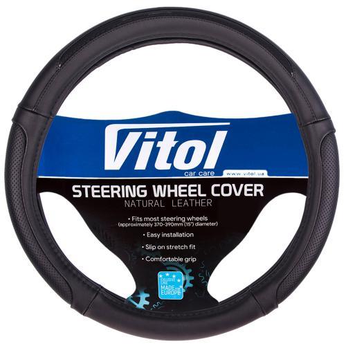Vitol VLU-1809218 BK/BK M Steering wheel cover black M (37-39cm) VLU1809218BKBKM: Buy near me at 2407.PL in Poland at an Affordable price!
